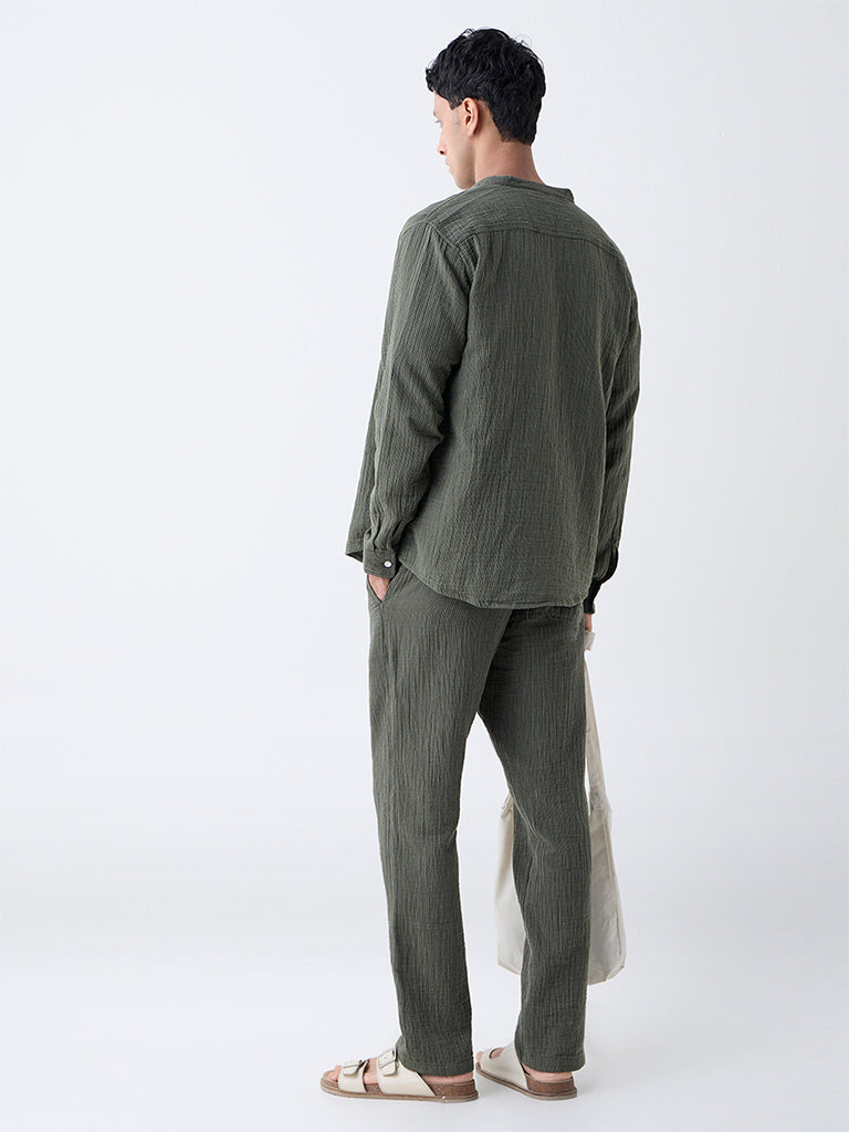 ETA Olive Relaxed-Fit Mid-Rise Cotton Pants