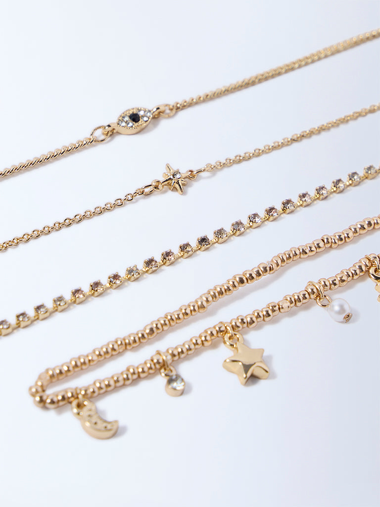 Westside Accessories Gold Celestial Stack Bracelet - Pack of 4