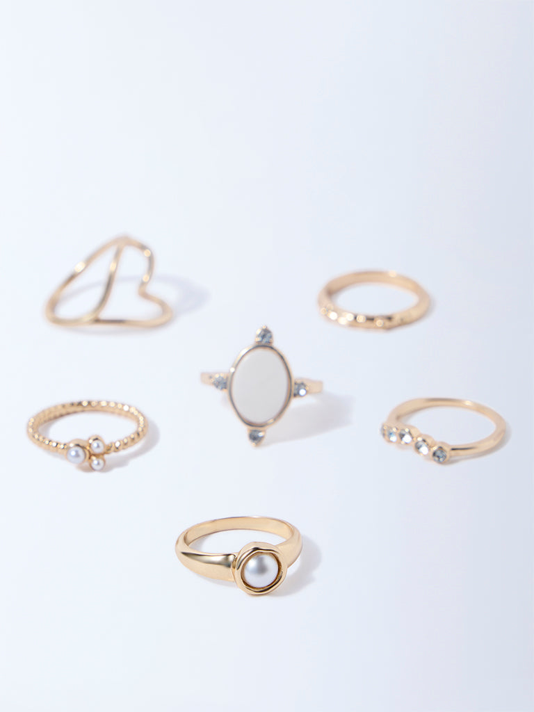 Westside Accessories Gold Assorted Rings - Pack of 6