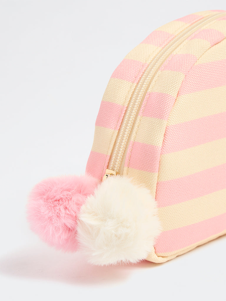 Studiowest Yellow Striped Pom-Pom Detailed Pouch