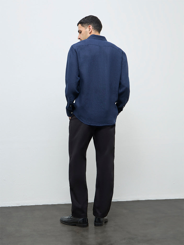 Ascot Black Relaxed-Fit Mid-Rise Cotton Trousers