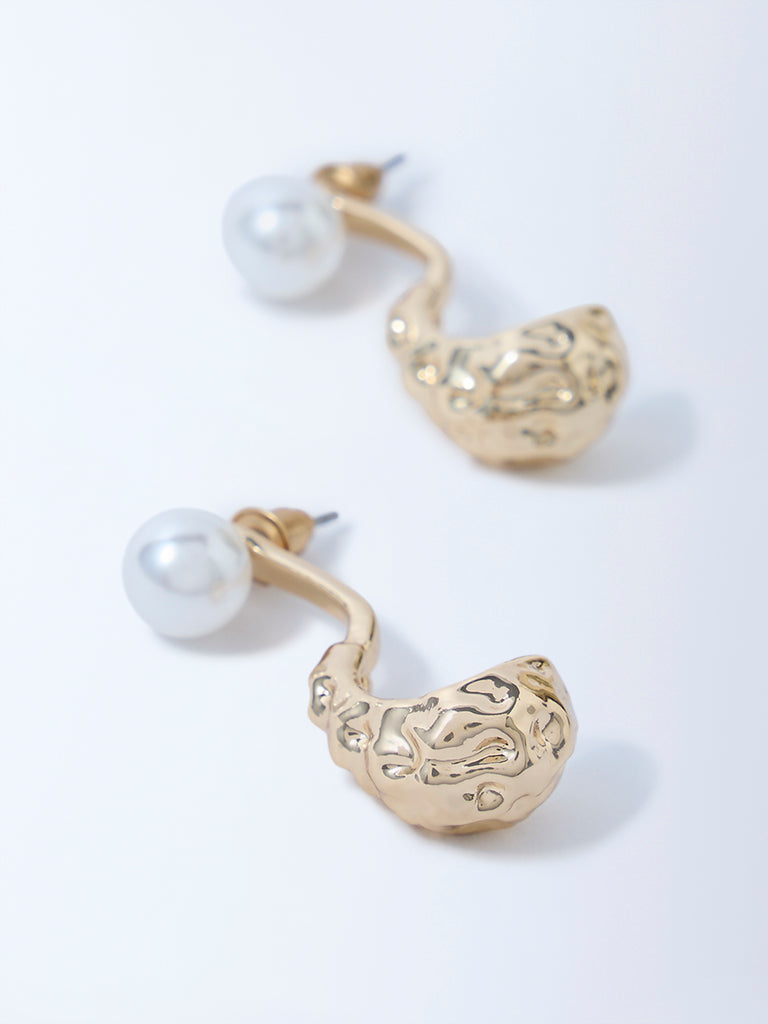 Westside Accessories Gold Pearl Textured Earrings