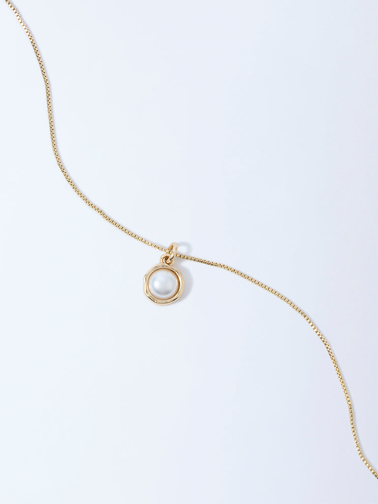 Westside Accessories Gold Dainty Pearl Charm Necklace