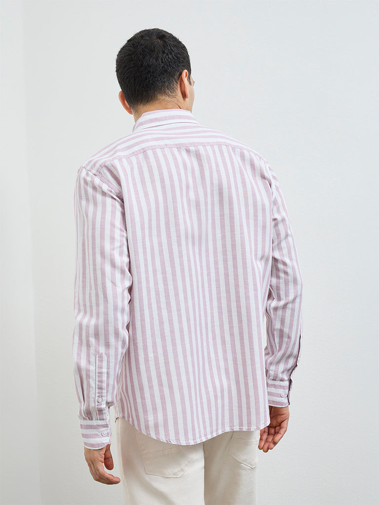 WES Casuals Dusty Pink Relaxed-Fit Cotton-Blend Shirt