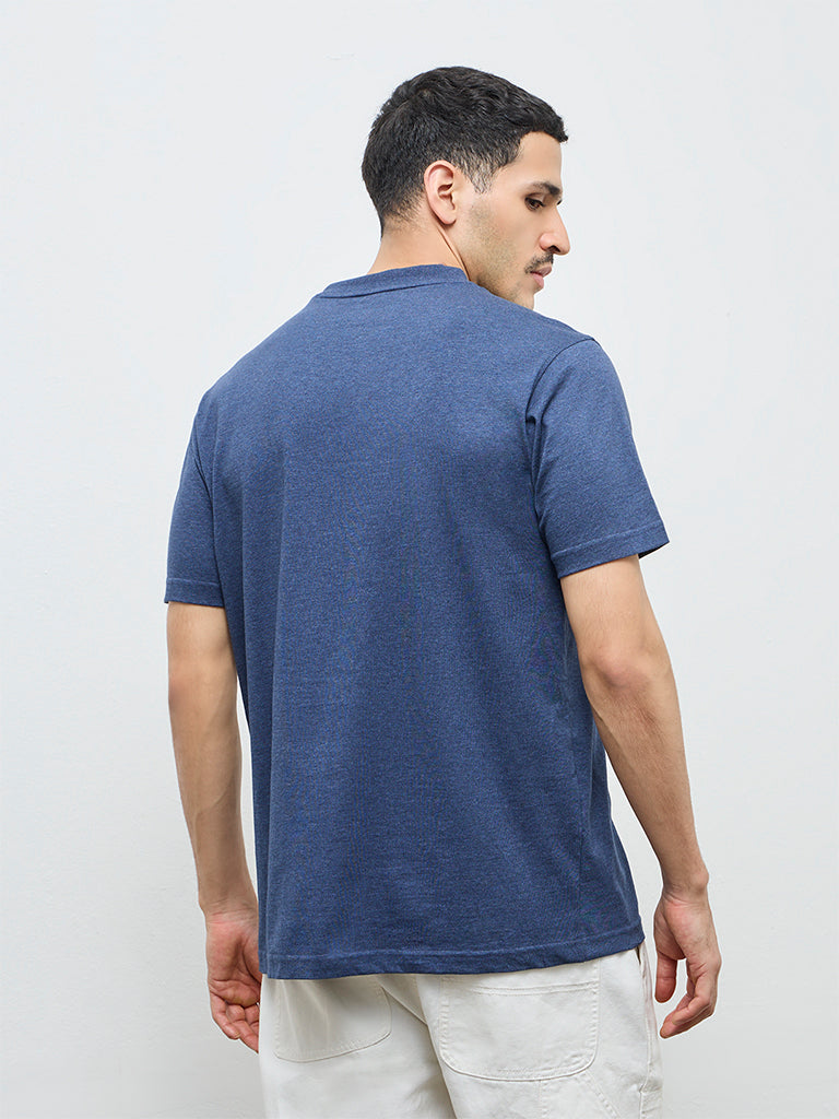WES Casuals Navy Slim-Fit Cotton T-Shirt