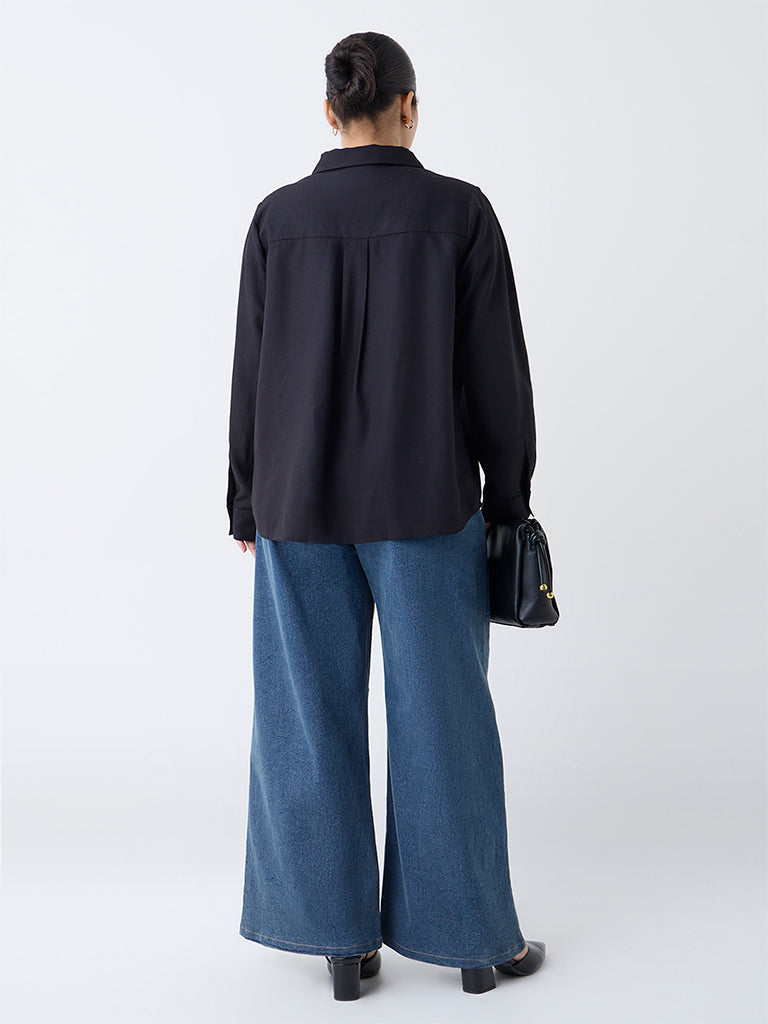Gia Black Pintuck Detailed Blouse