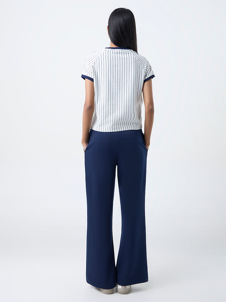 Studiofit Navy Solid High-Rise Pants