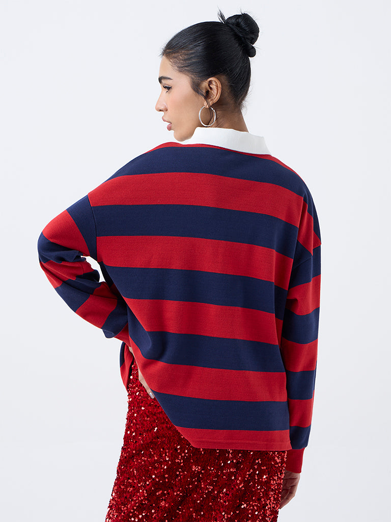 Nuon Navy Striped Cotton Sweatshirt
