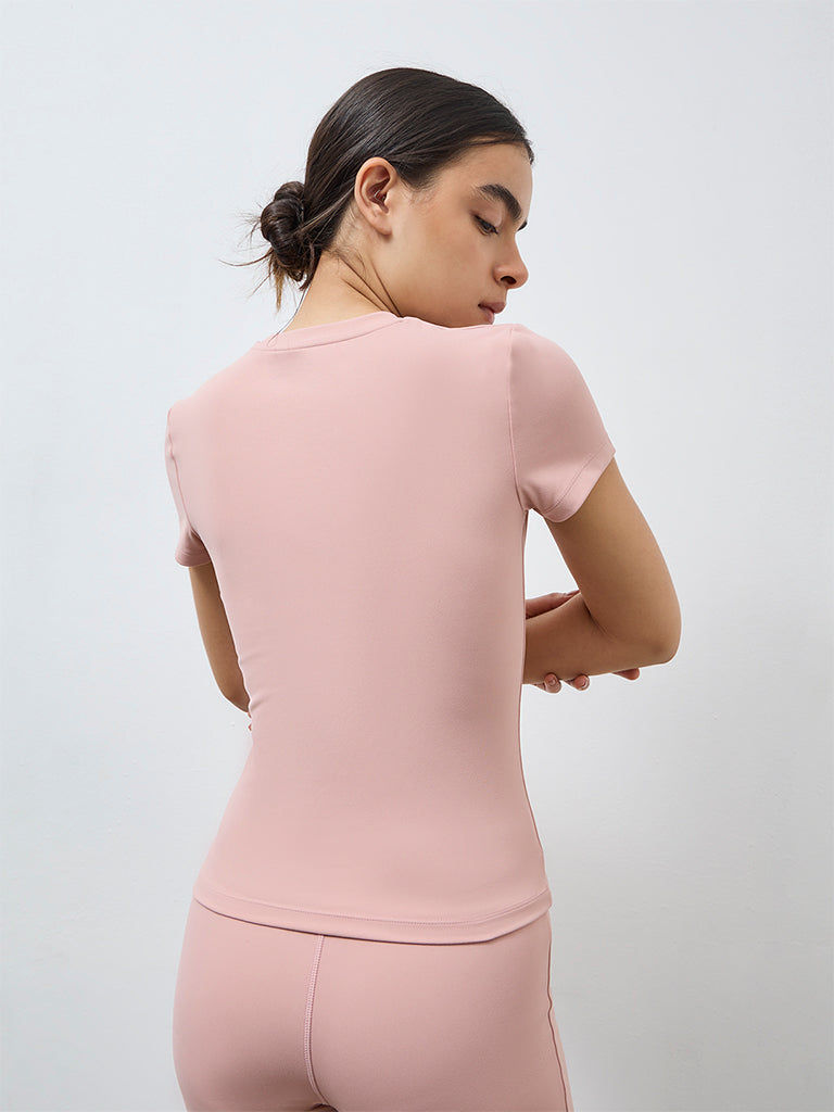 Nuoflexx Pink Solid T-Shirt