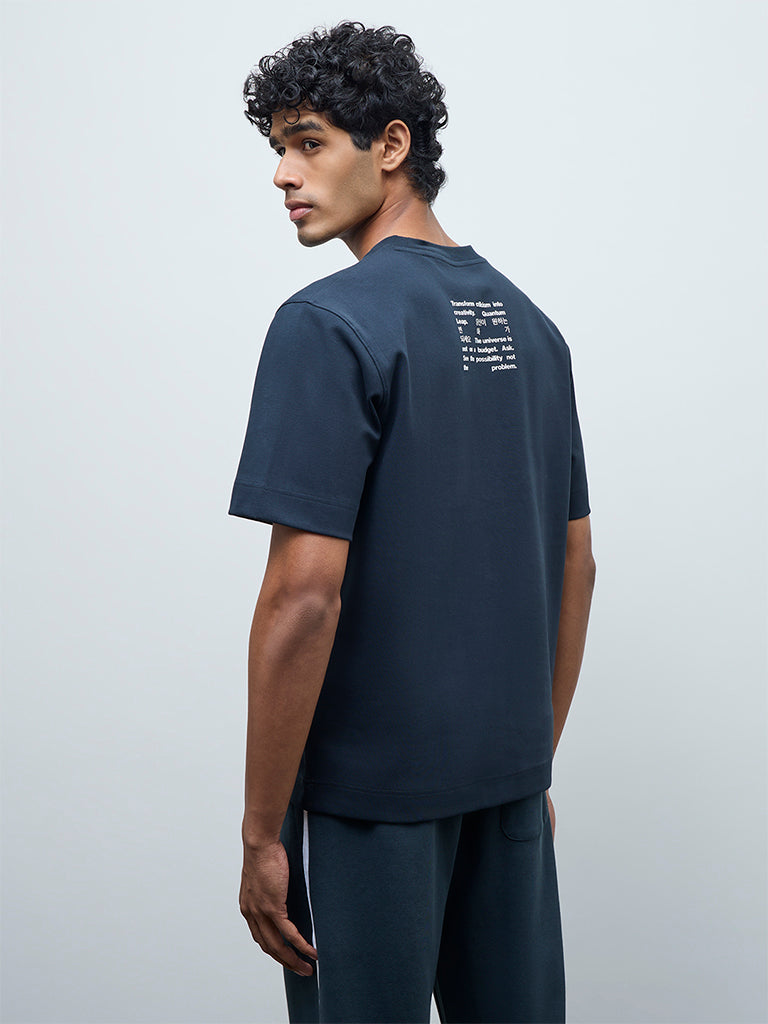 Nuoflexx Teal Typographic Relaxed-Fit Cotton-Blend T-Shirt