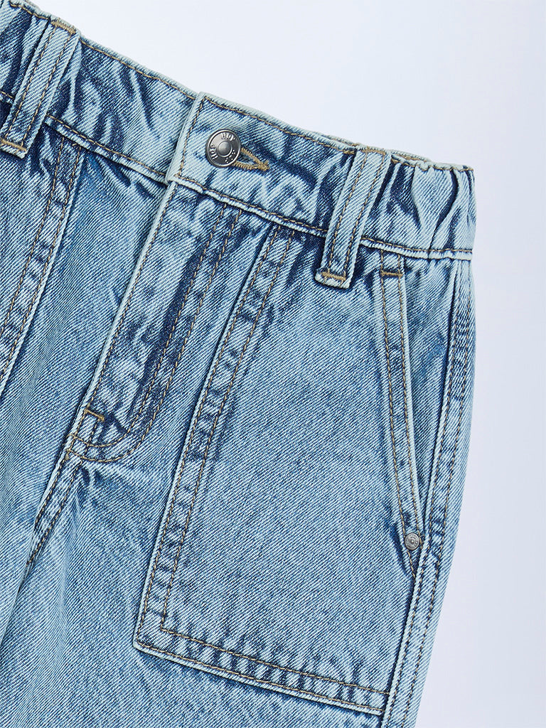 HOP Kids Boy Blue Faded Mid-Rise Jeans