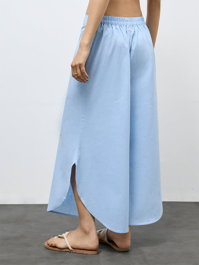Utsa Light Blue Solid Palazzos