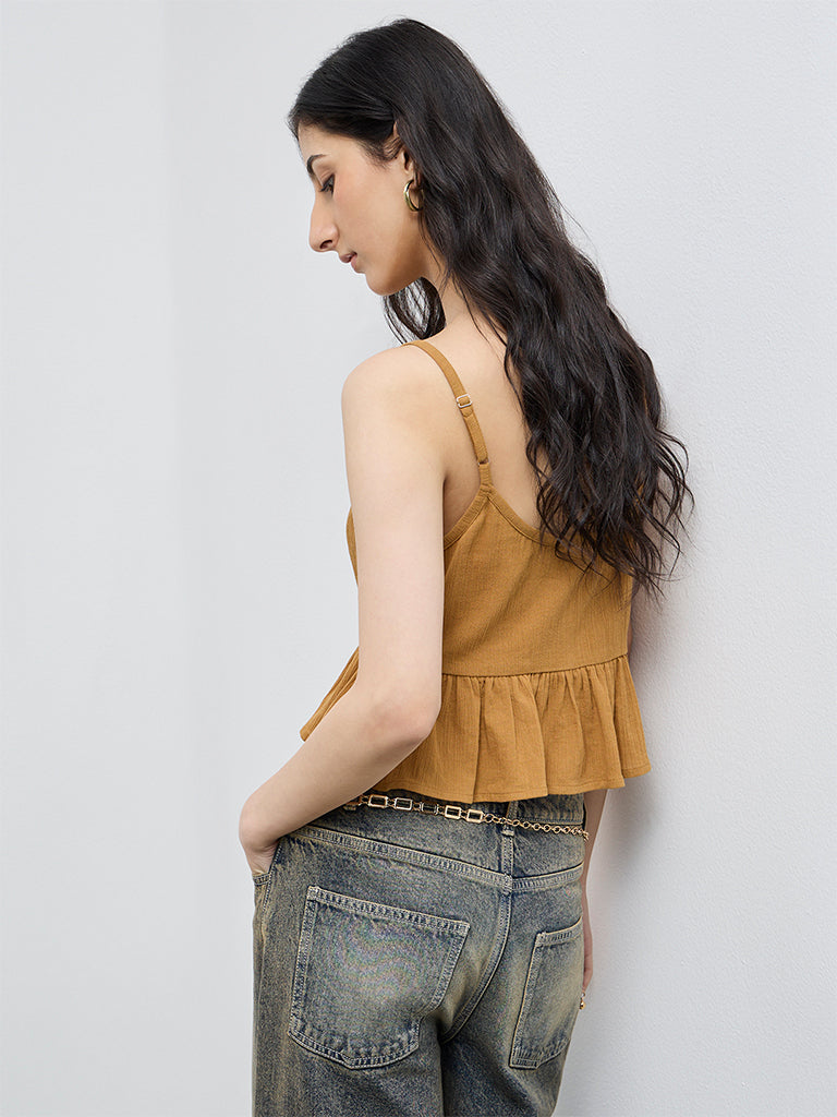 Bombay Paisley Yellow Cotton Peplum Top