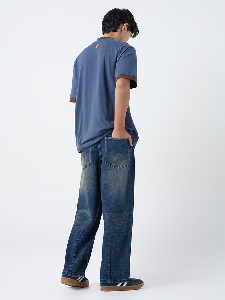 Nuon Dark Blue Relaxed-Fit Mid-Rise Jeans