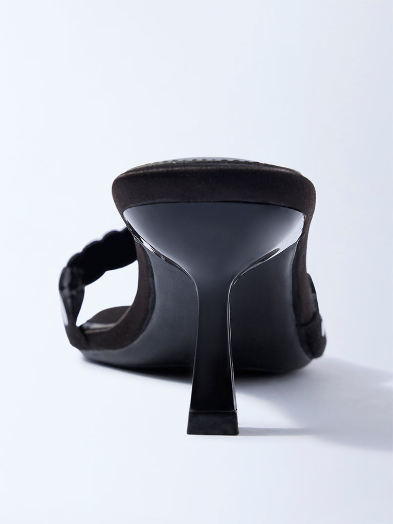 LUNA BLU Black Mirror-Detailed Heel Sandals