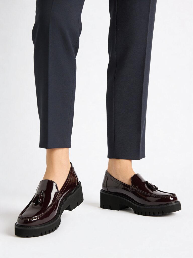 LUNA BLU Burgundy Tassel-Detailed Chunky Loafers