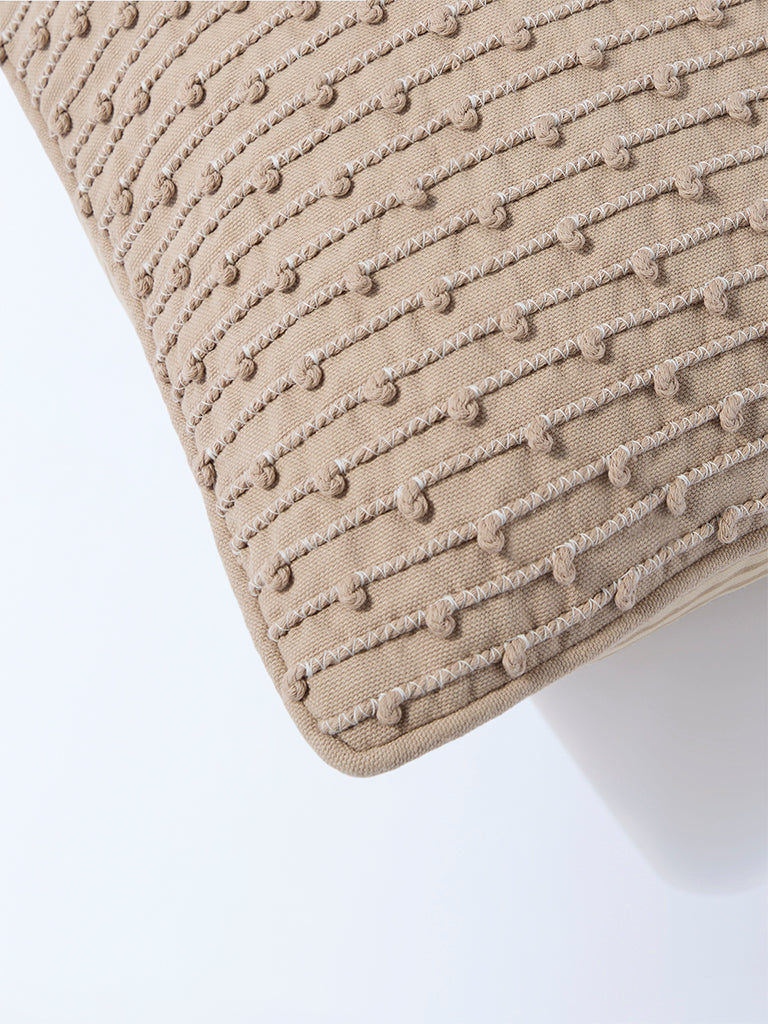 Westside Home Beige Knot Detailed Cushion Cover