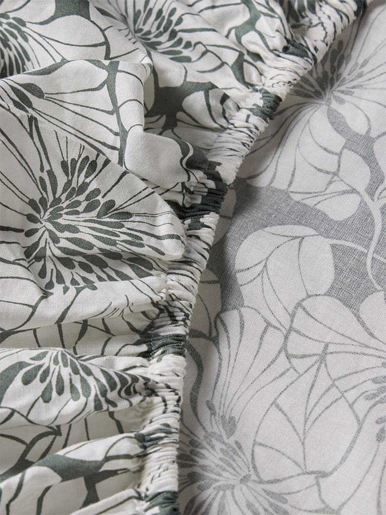 Westside Home Sage Floral Design Queen Bed Sheet Set