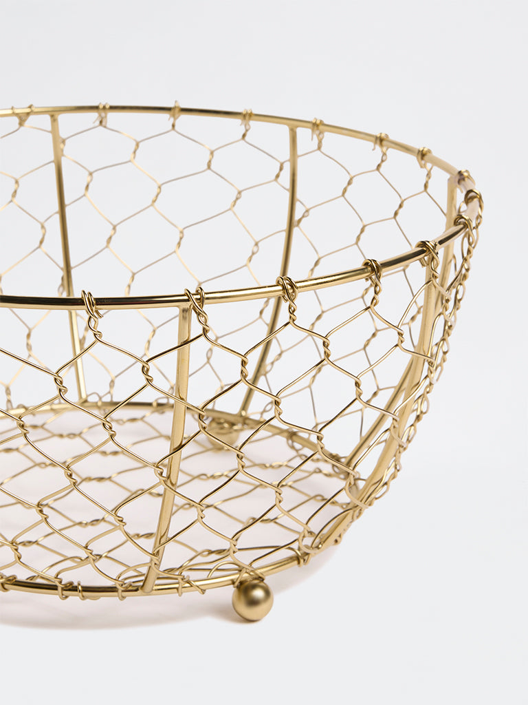 Westside Home Gold Round Wired Fruit Basket