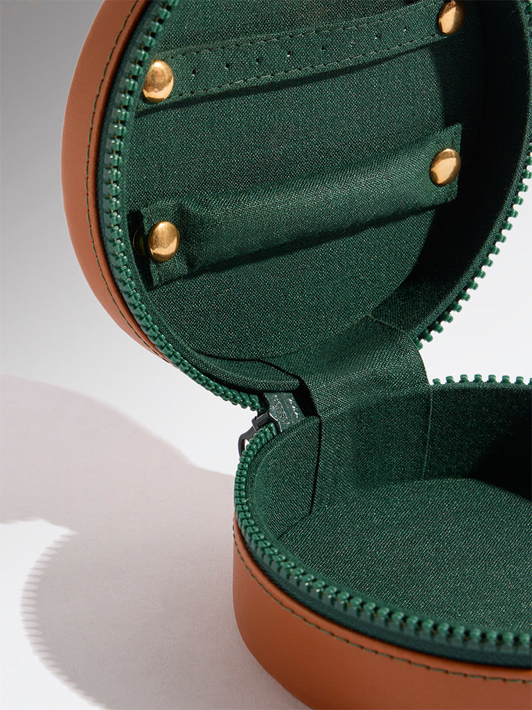 Westside Home Tan Round Jewellery Box