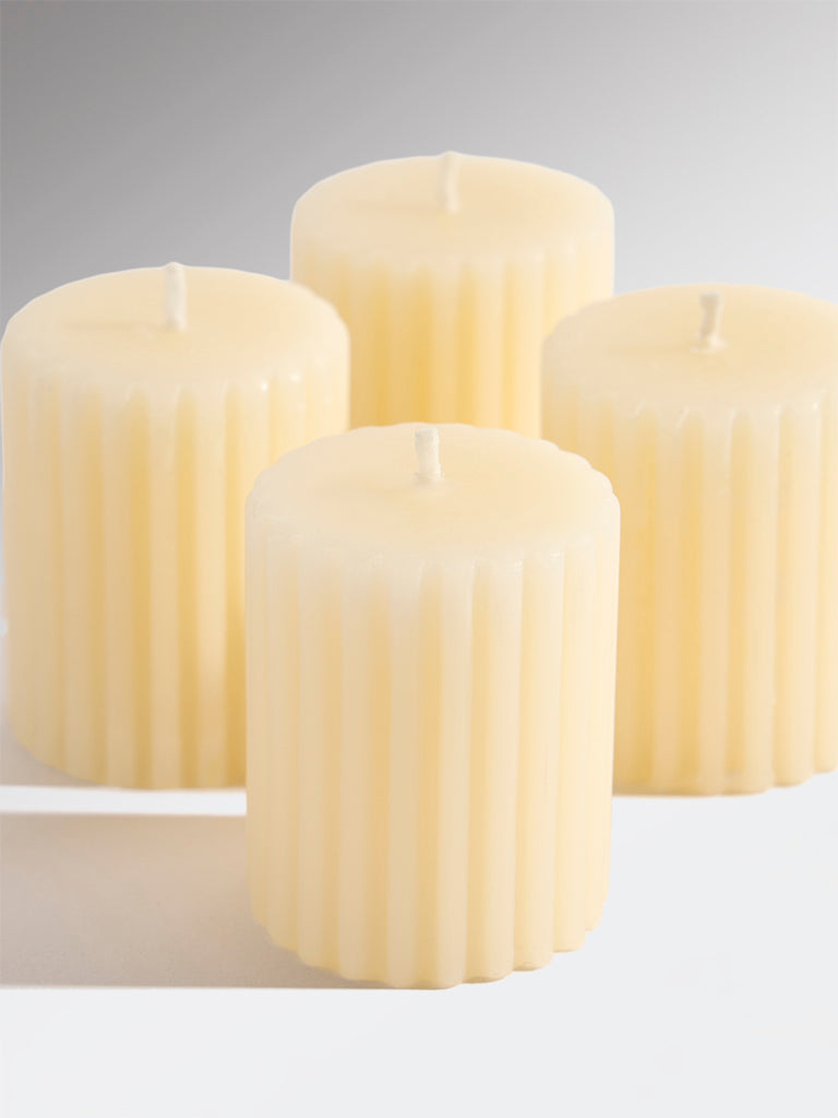Westside Home Ivory Ribbed-Textured Votive Candles (Set of 4)