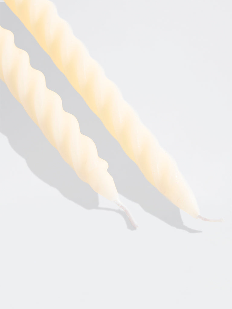 Westside Home Ivory Twisted Tapered Candles (Set of 2)