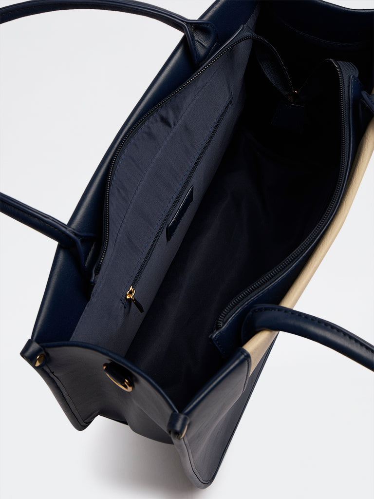 Westside Navy Colour-Blocked Tote Bag with Sling