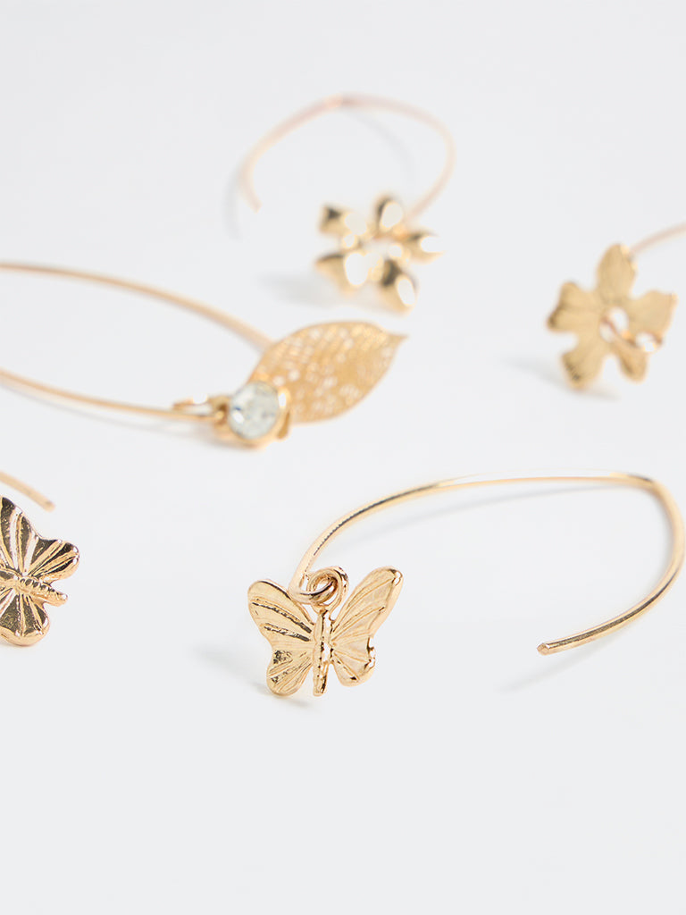 Westside Accessories Gold Floral Fishhook Earrings - Pack of 3
