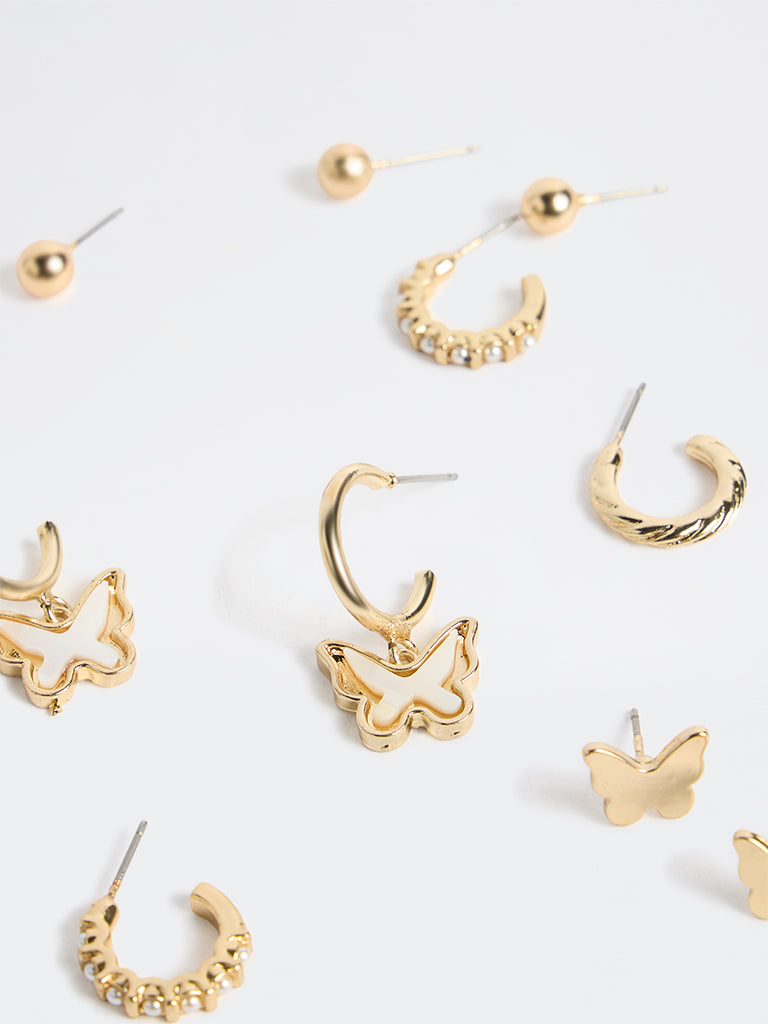 Westside Accessories Gold Butterfly Earrings - Pack of 6