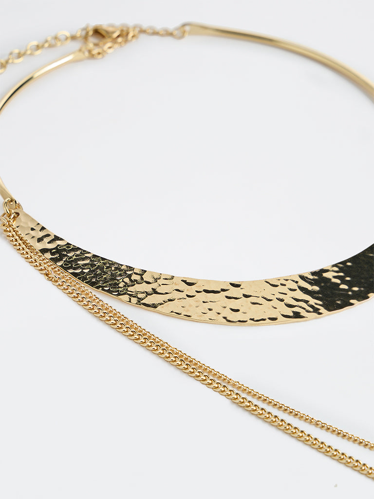 Westside Accessories Gold Hammered Statement Necklace