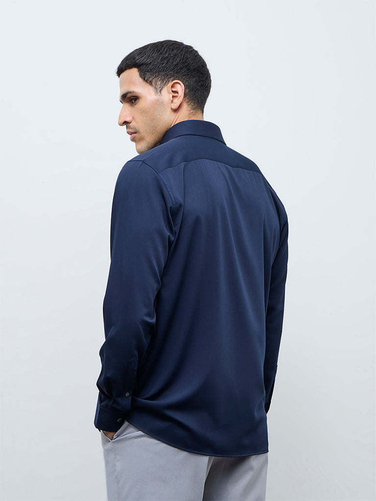 WES Formals Navy Slim-Fit Shirt