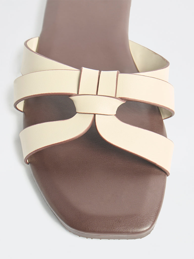 LUNA BLU Ivory Multi-Strap Slides
