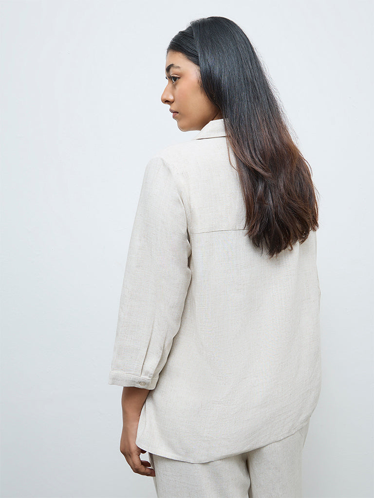 Gia Beige Pintuck Detailed Blouse