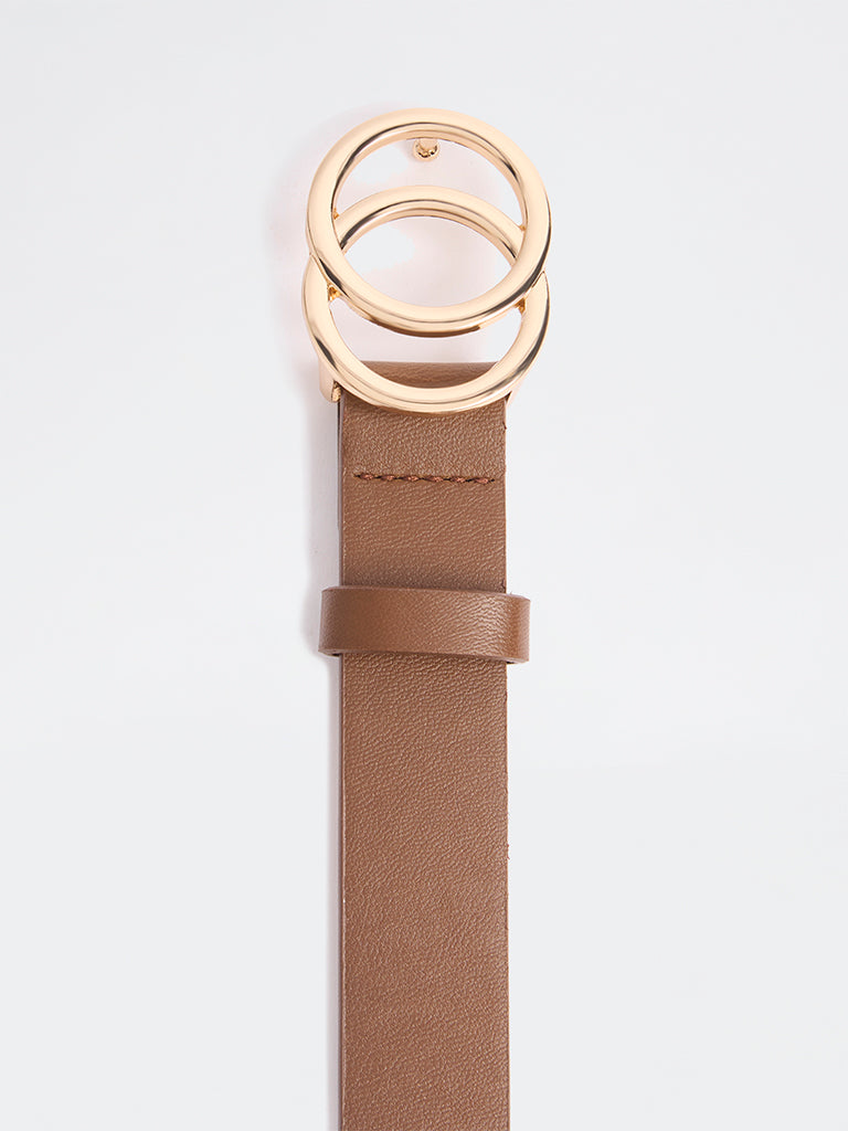 Westside Accessories Brown Circular-Buckle Belt
