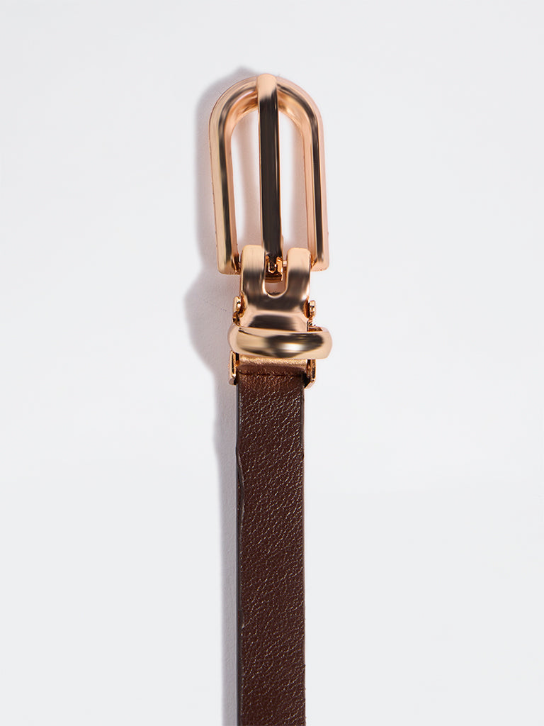 Westside Accessories Brown Sleek Buckle Belt