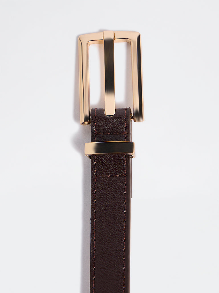 Westside Accessories Brown Square Buckle Belt
