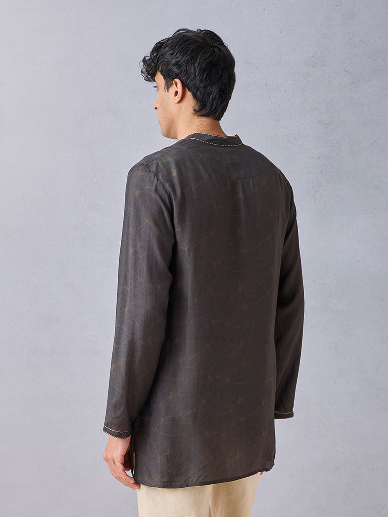 Printed Brown Short Kurta