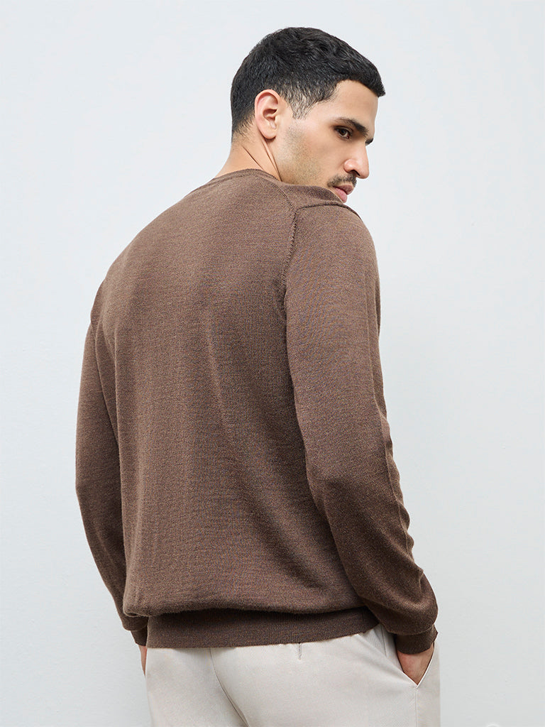 WES Formals Brown Relaxed-Fit Sweater