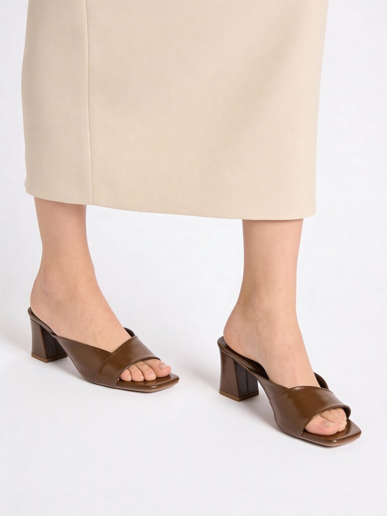 LUNA BLU Dark Brown Mule-Heel Sandals
