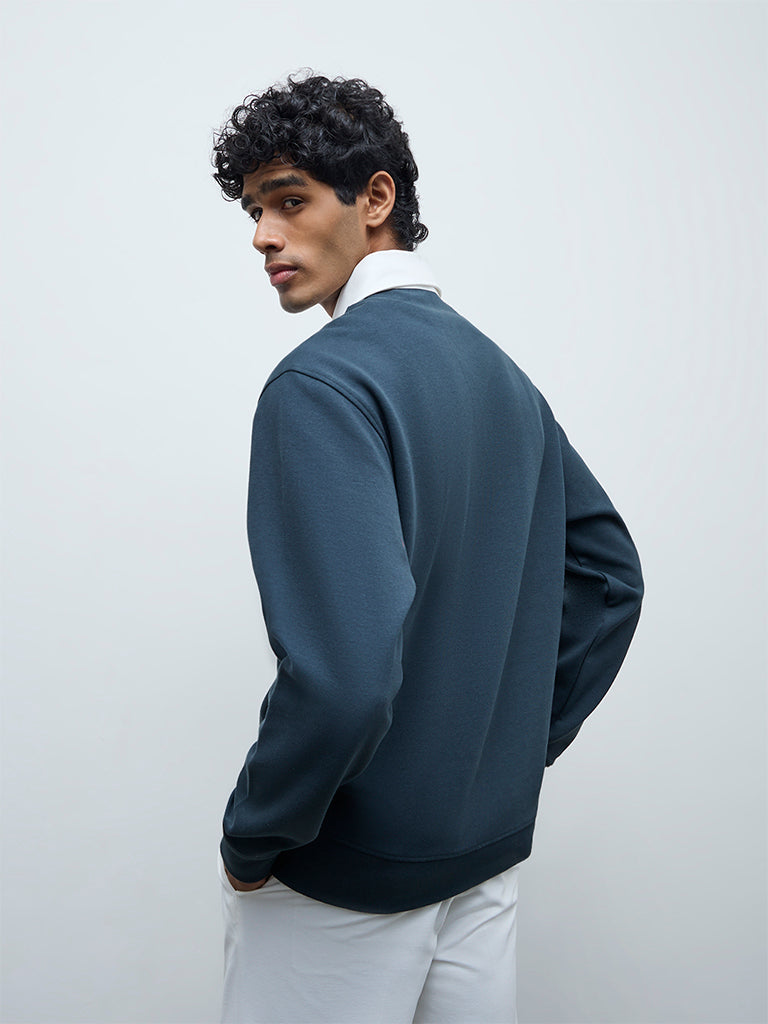 Nuoflexx Dark Teal Text Detailed Relaxed-Fit Polo T-Shirt