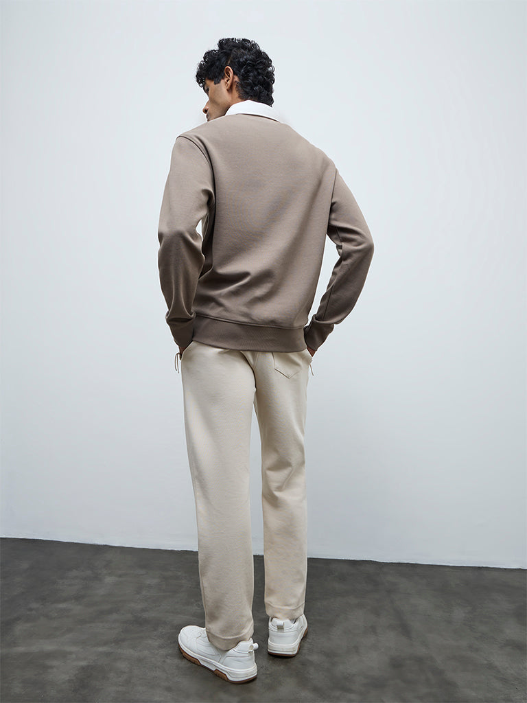 Nuoflexx Off-White Relaxed-Fit Mid-Rise Cotton-Blend Track Pants