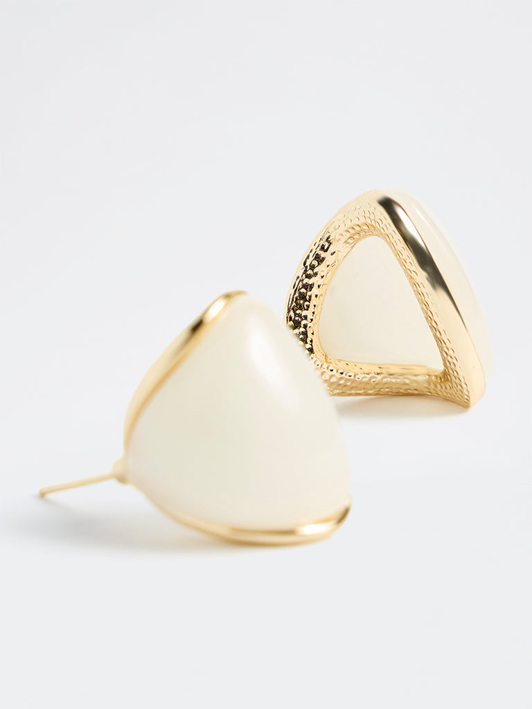 Westside Accessories Off-White Resin Hoop Earrings