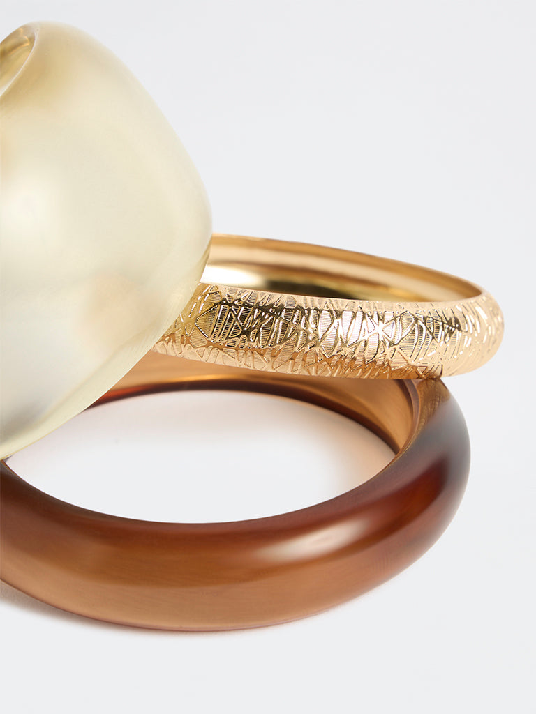 Westside Accessories Gold Resin and Metal Bangles - Pack of 3