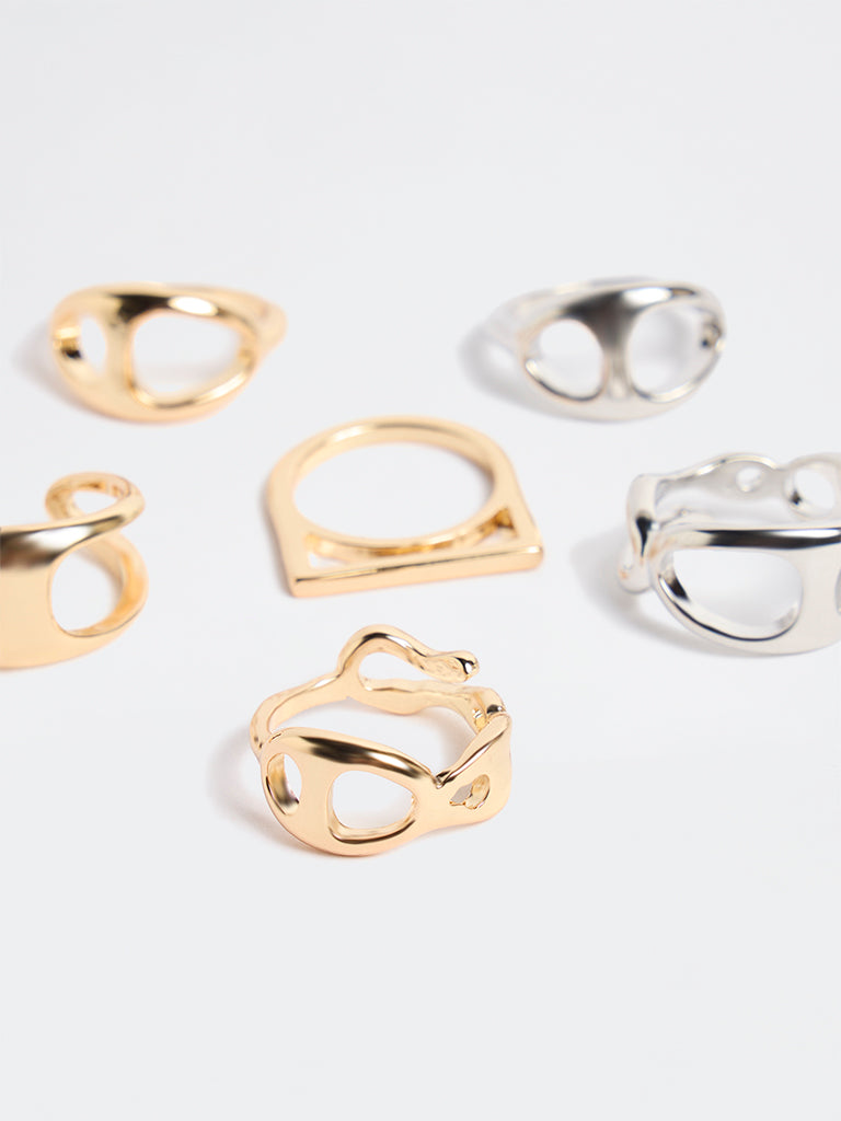 Westside Accessories Gold and Silver Rings - Pack of 6