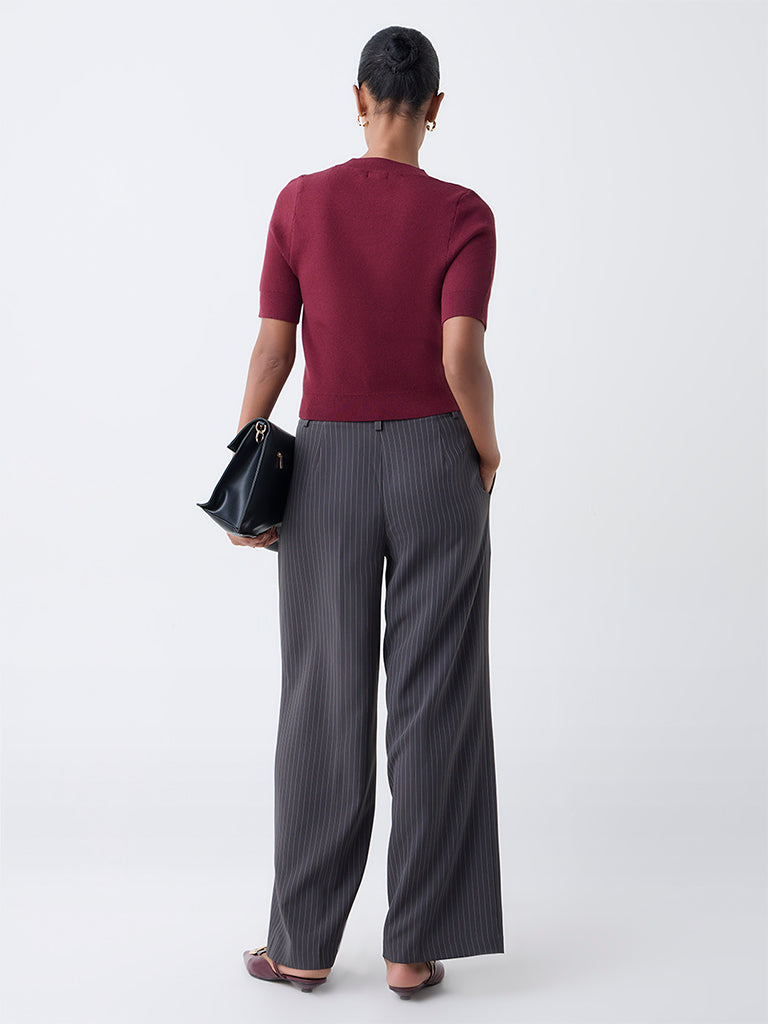 Wardrobe Burgundy Solid Sweater