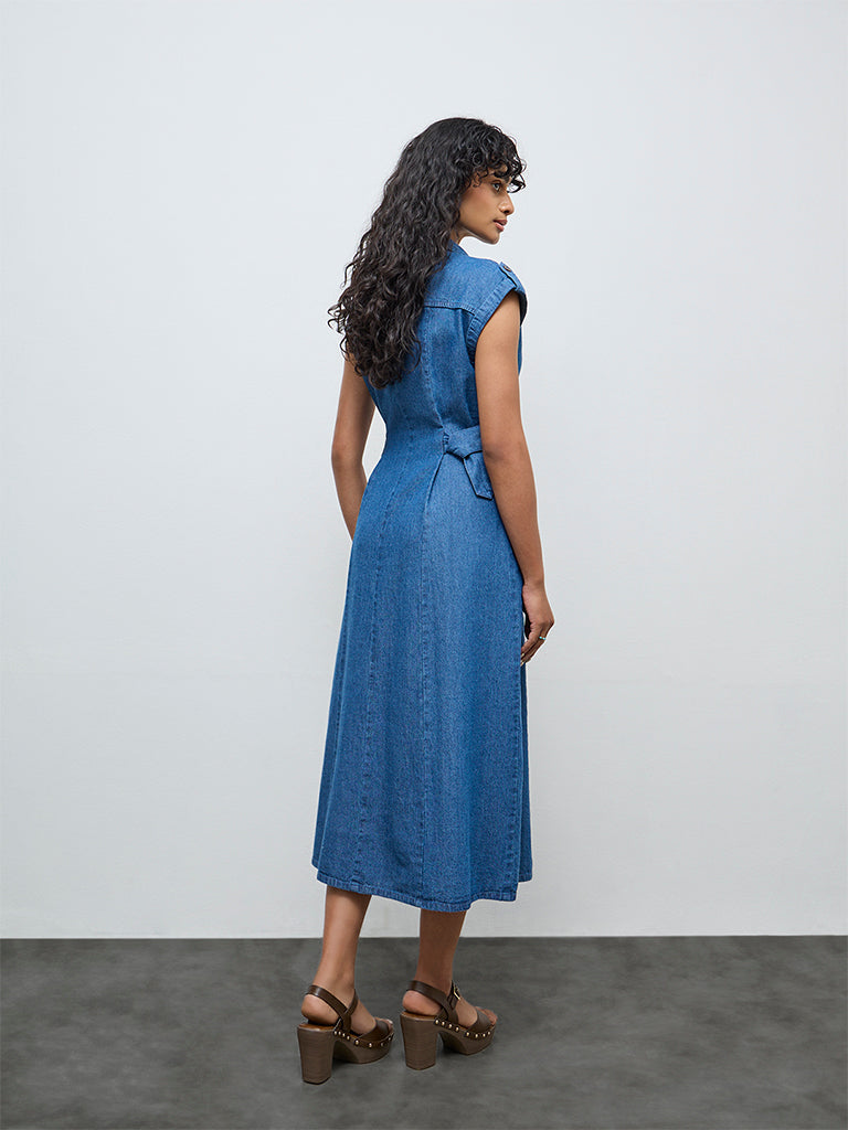 LOV Blue Denim Shirt Dress