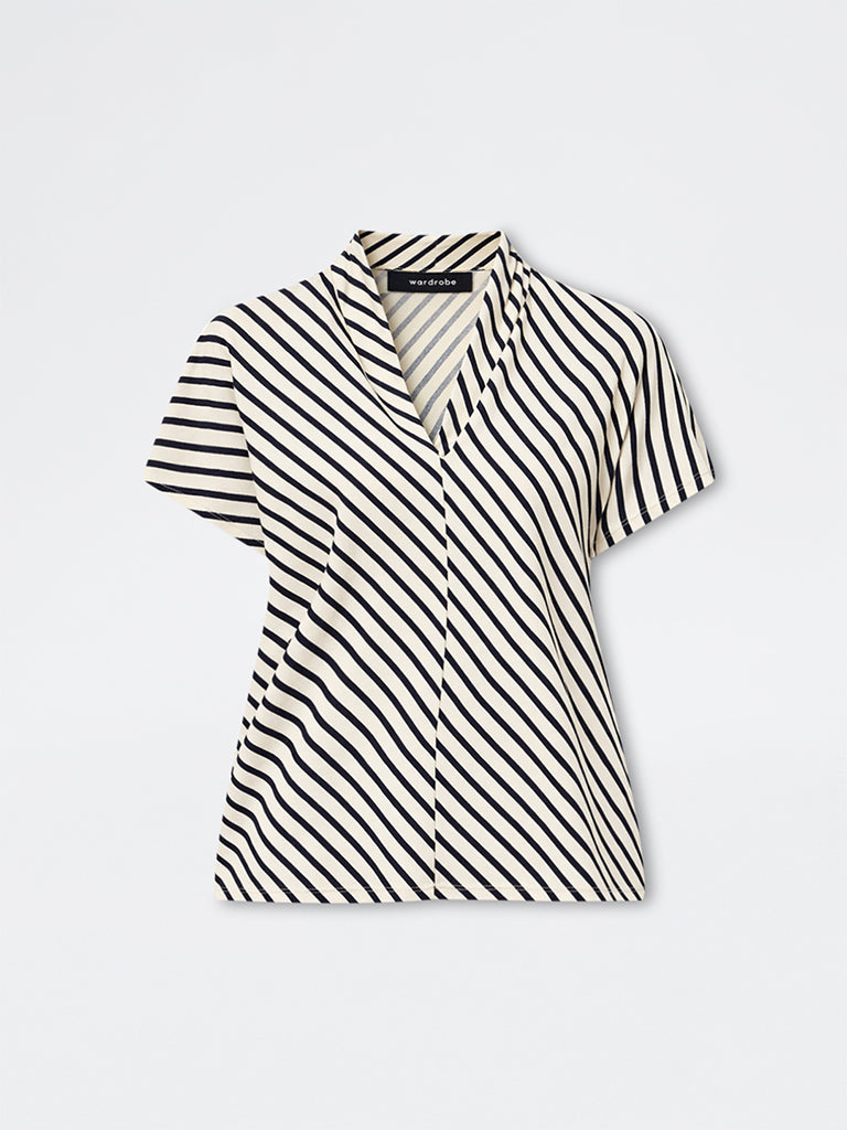 Wardrobe Ivory Stripe Printed Top