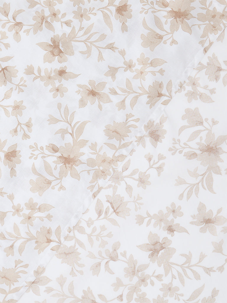 Westside Home Taupe Floral Printed King Bed Sheet Set