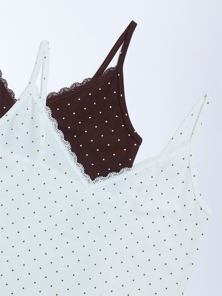 Superstar 2-Pack Polka-Dot Cotton-Blend Camisoles