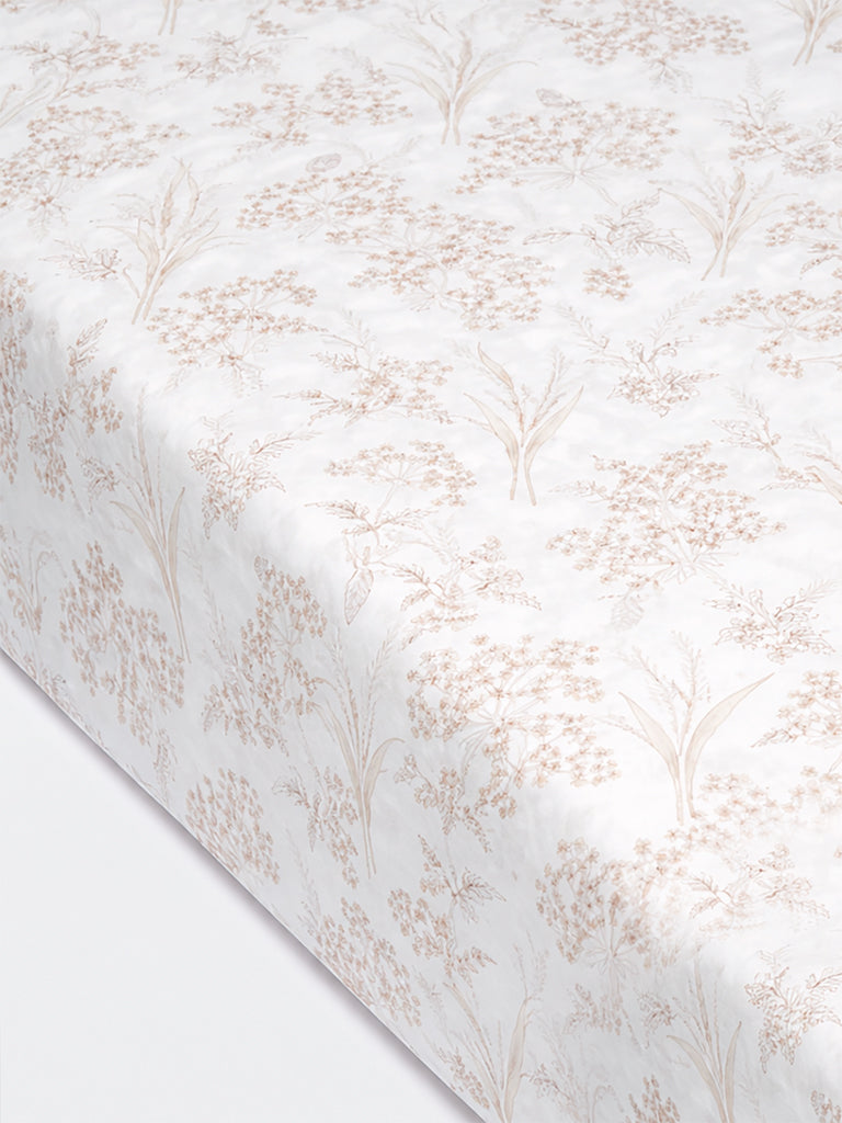 Westside Home Brown Foliage Printed Queen Bed Sheet Set